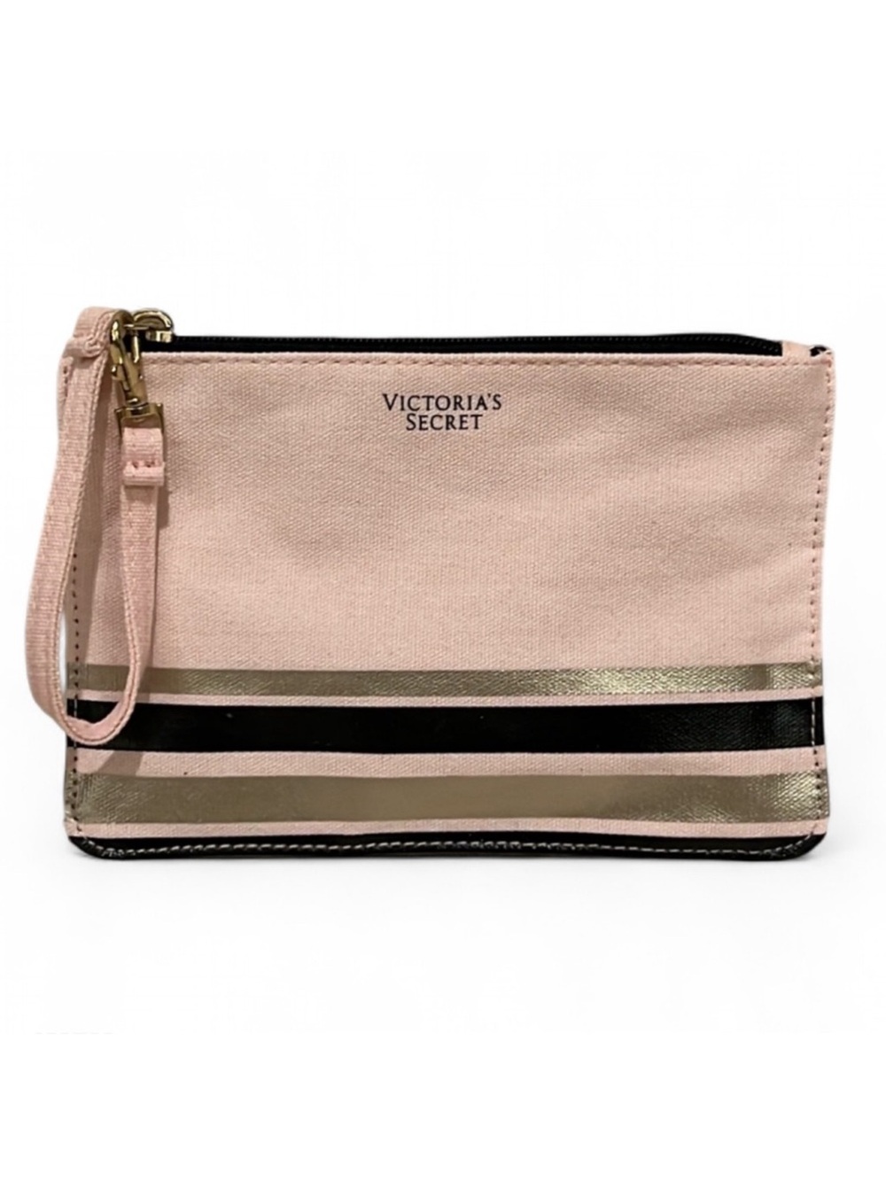 Victoria’s Secret Pink Canvas Stripe Wristlet Pouch